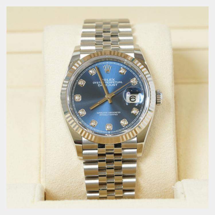 مملوكة مسبقًا Rolex Datejust 126234-0037 Automatic Blue Diamond Stainless Steel Women’s Wristwatch 36 mm
