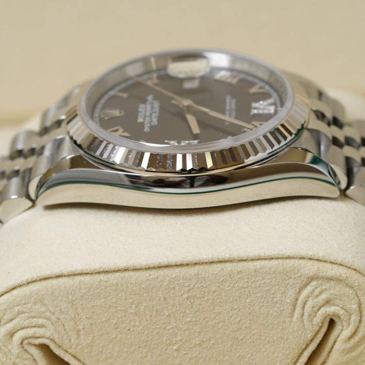 Pre Owned Rolex Datejust 126234-0021 Automatic Purple Diamond Stainless Steel Women’s Wristwatch 36 mm