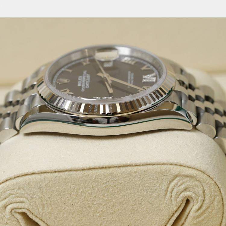 Pre Owned Rolex Datejust 126234-0021 Automatic Purple Diamond Stainless Steel Women’s Wristwatch 36 mm