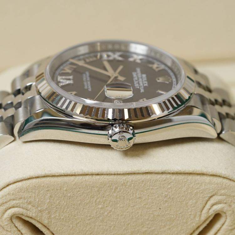 Pre Owned Rolex Datejust 126234-0021 Automatic Purple Diamond Stainless Steel Women’s Wristwatch 36 mm