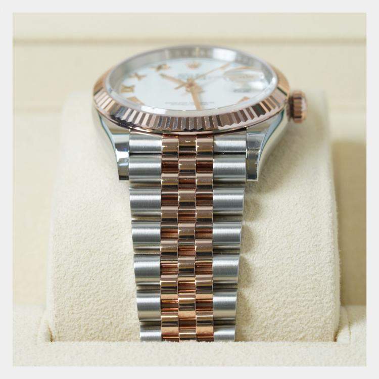 Pre Owned Rolex Datejust 126231-0015 Automatic White 18K Rose Gold Stainless Steel Women’s Wristwatch 36 mm