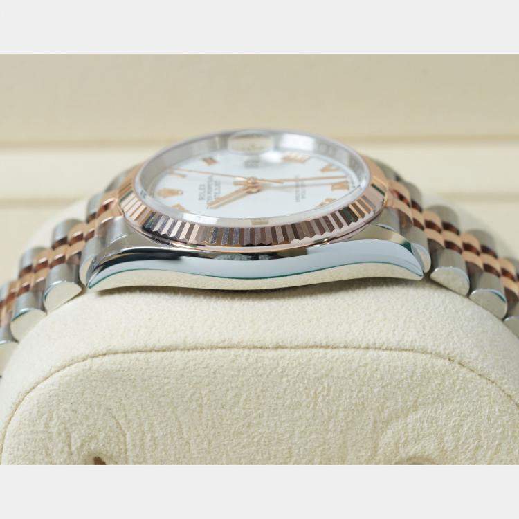 Pre Owned Rolex Datejust 126231-0015 Automatic White 18K Rose Gold Stainless Steel Women’s Wristwatch 36 mm