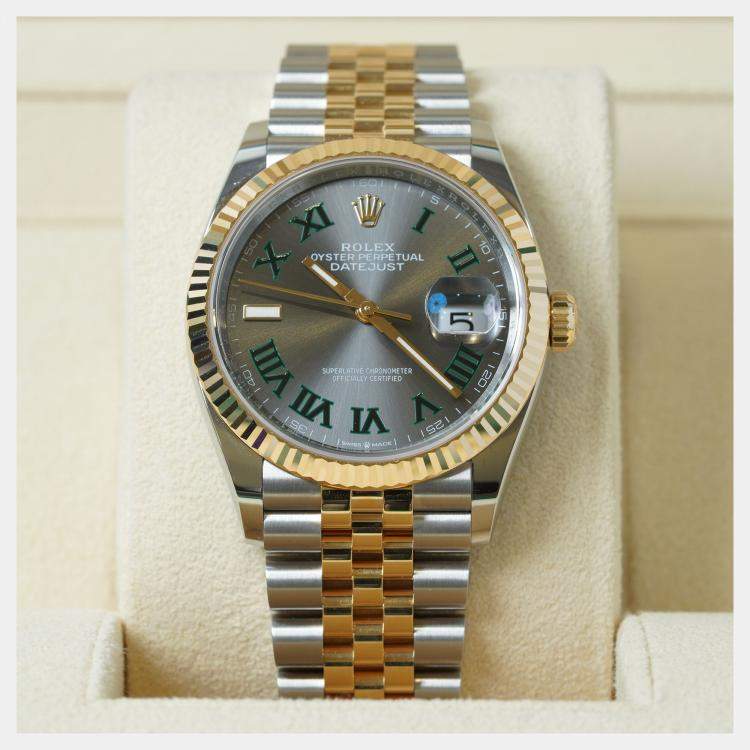 Pre Owned Rolex Datejust 126233-0035 Automatic Wimbledon 18K Yellow Gold Stainless Steel Women’s Wristwatch 36 mm