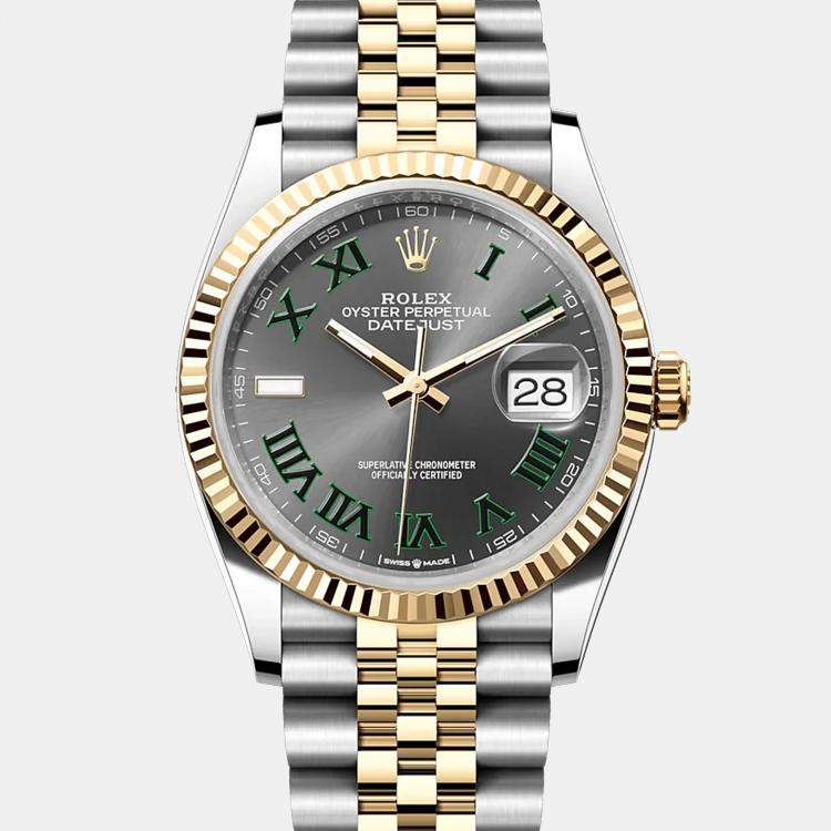 Pre Owned Rolex Datejust 126233-0035 Automatic Wimbledon 18K Yellow Gold Stainless Steel Women’s Wristwatch 36 mm