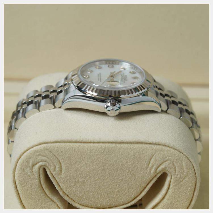 Pre Owned Rolex Datejust 279174-0009 Automatic Mother of Pearl Diamond Stainless Steel Women’s Wristwatch 28 mm