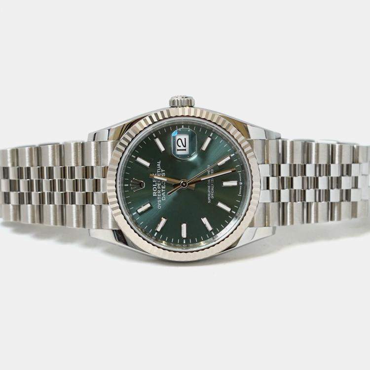 Pre Owned Rolex Datejust 126234-0051 Automatic Green Stainless Steel Women’s Wristwatch 36 mm