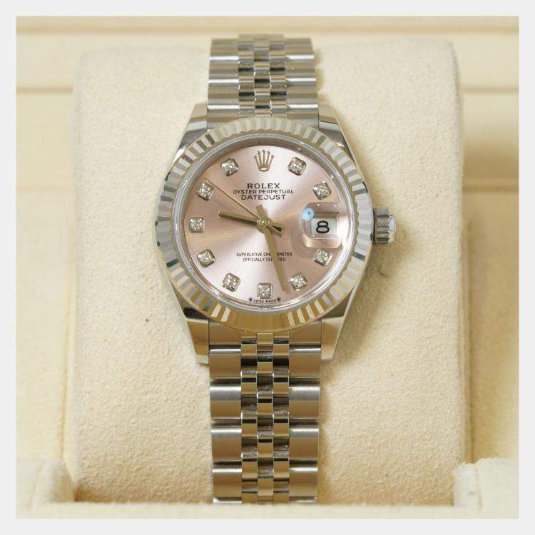 Pre Owned Rolex Datejust 279174-0003 Automatic Pink Diamond Stainless Steel Women’s Wristwatch 28 mm