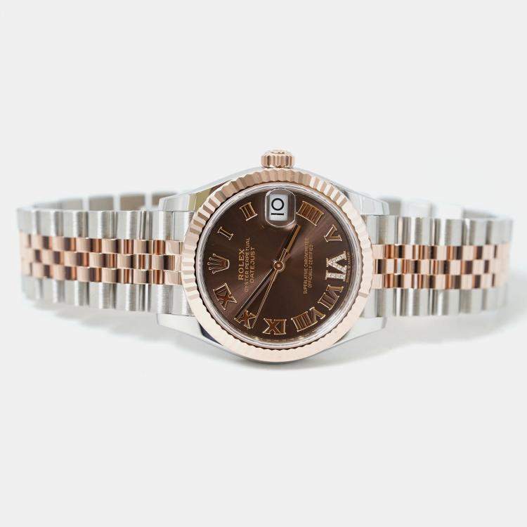 Pre Owned Rolex Datejust 278271-0004 Automatic Chocolate Diamond 18K Rose Gold Stainless Steel Women’s Wristwatch 31 mm