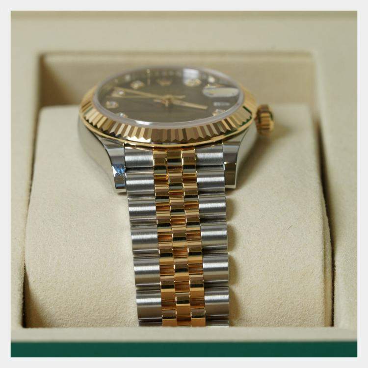 Pre Owned Rolex Datejust 278273-0022 Automatic Dark Grey Diamond 18K Yellow Gold Stainless Steel Women’s Wristwatch 31 mm