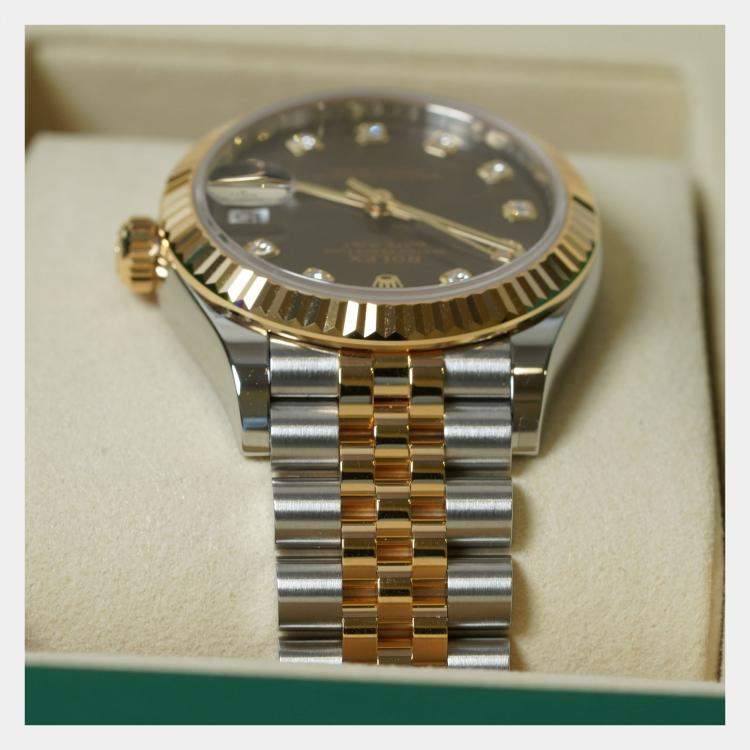 Pre Owned Rolex Datejust 278273-0022 Automatic Dark Grey Diamond 18K Yellow Gold Stainless Steel Women’s Wristwatch 31 mm