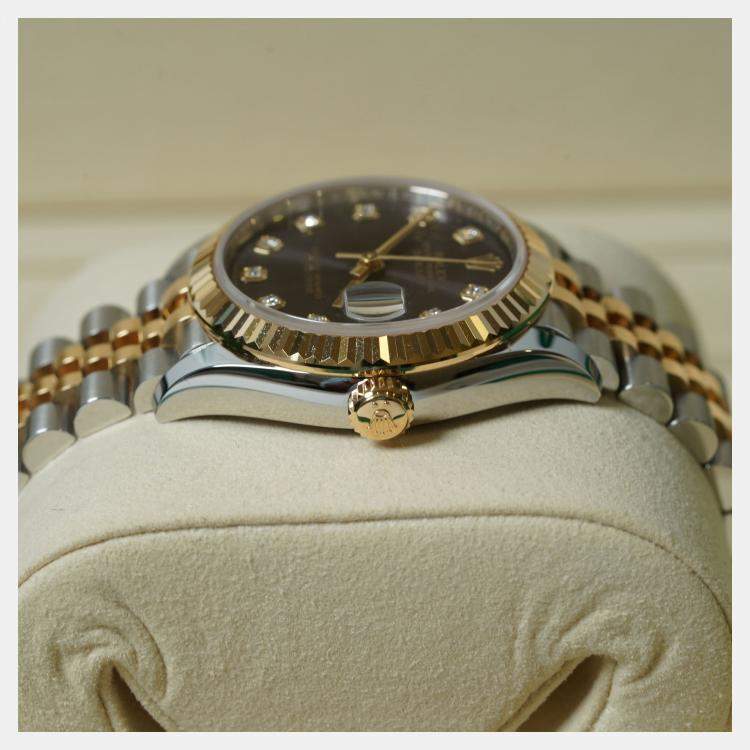 Pre Owned Rolex Datejust 278273-0022 Automatic Dark Grey Diamond 18K Yellow Gold Stainless Steel Women’s Wristwatch 31 mm