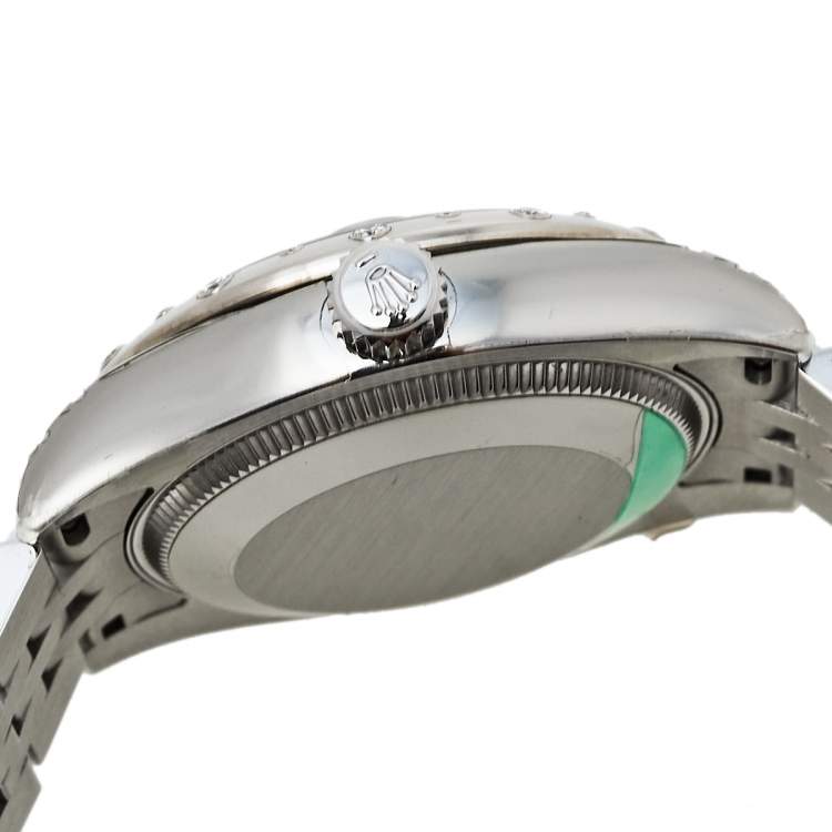 مملوكة مسبقًا Rolex Grey 18K White Gold & Stainless Steel Diamond Datejust 31 178344 Women's Wristwatch 31 mm