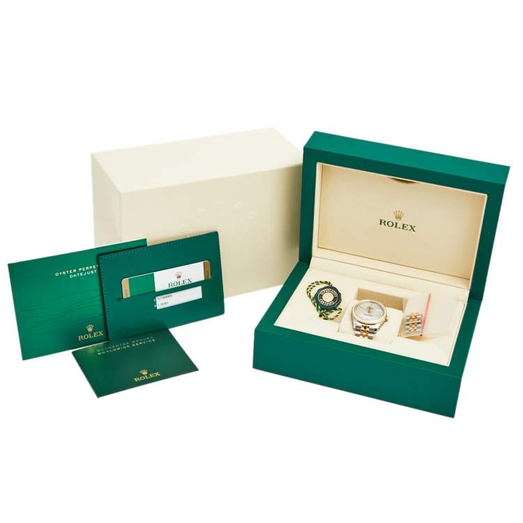 Pre Owned Rolex Mother of Pearl 18K Yellow Gold Stainless Steel Diamond Datejust 178383 Women's Wristwatch 31 mm