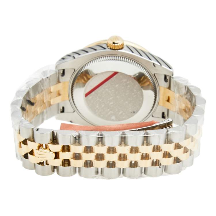 Pre Owned Rolex Mother of Pearl 18K Yellow Gold Stainless Steel Diamond Datejust 178383 Women's Wristwatch 31 mm