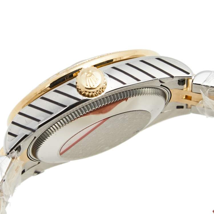 Pre Owned Rolex Mother of Pearl 18K Yellow Gold Stainless Steel Diamond Datejust 178383 Women's Wristwatch 31 mm