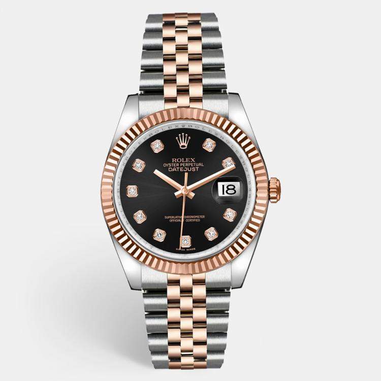 empezar pecador Torpe Rolex Black 18K Rose Gold Stainless Steel Datejust 126231 Women's  Wristwatch 36 mm Rolex | TLC