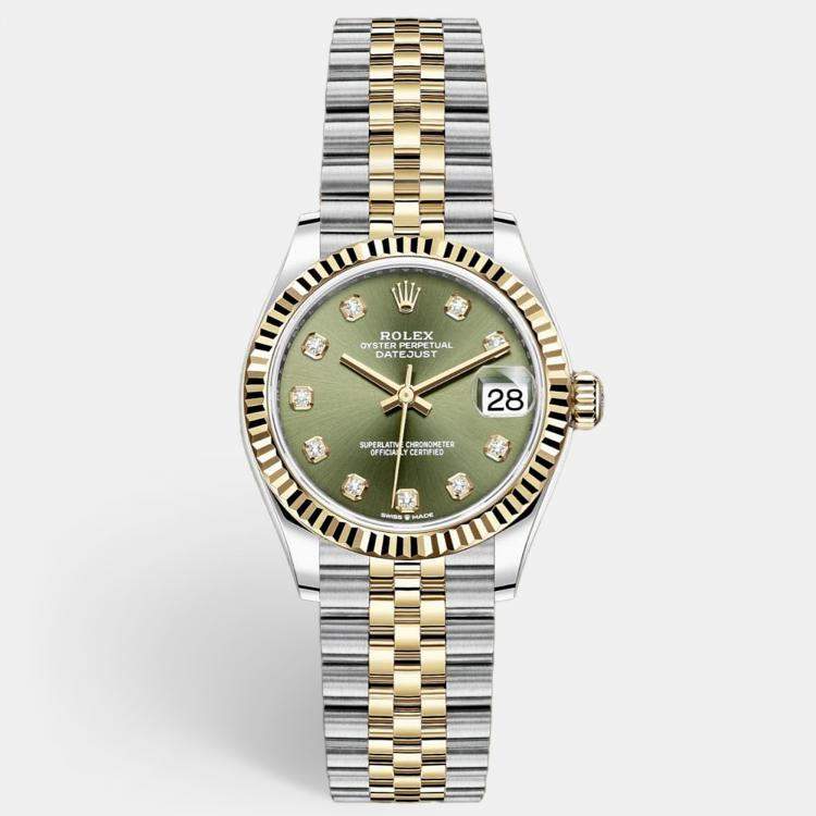 Ladies Rolex Lady-Datejust 31 Yellow Gold Silver Diamond Dial