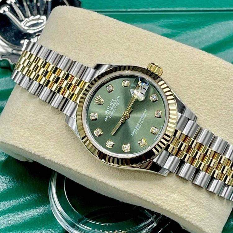 Rolex Datejust 31 Olive Green Dial Automatic Ladies 18kt Yellow