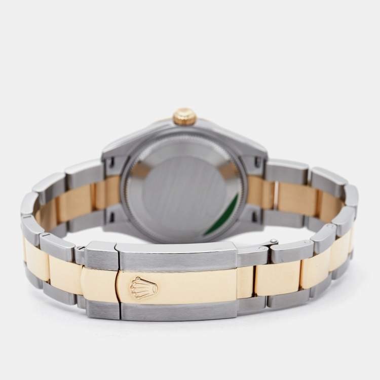 مملوكة مسبقًا Rolex Olive Green Diamond 18k Yellow Gold Oystersteel Datejust 278273 Women's Wristwatch 31 mm