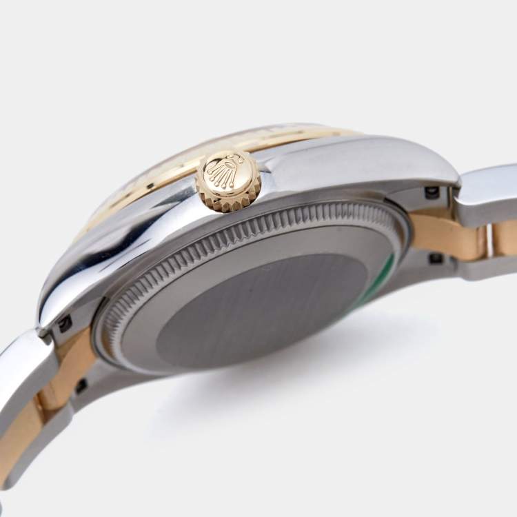 مملوكة مسبقًا Rolex Olive Green Diamond 18k Yellow Gold Oystersteel Datejust 278273 Women's Wristwatch 31 mm
