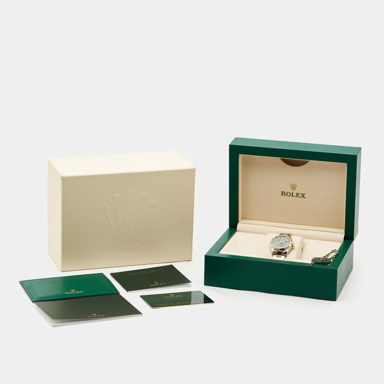 مملوكة مسبقًا Rolex Olive Green Diamond 18k Yellow Gold Oystersteel Datejust 278273 Women's Wristwatch 31 mm