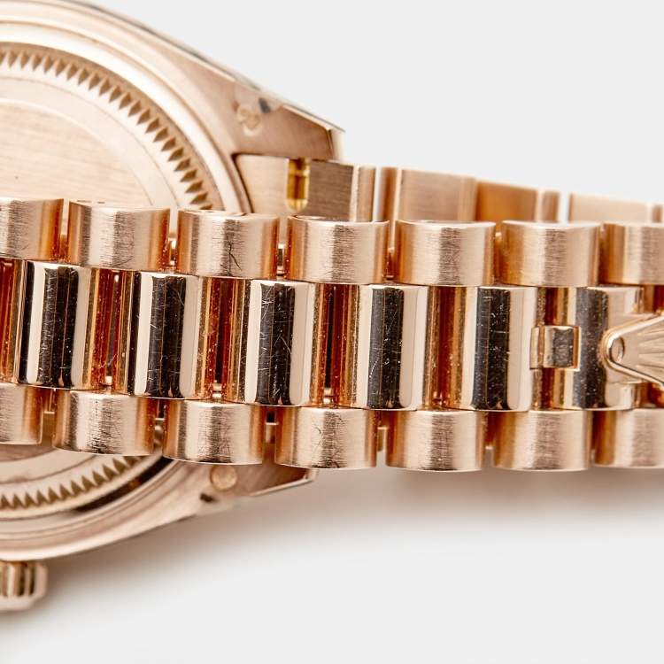 Pre Owned Rolex Chocolate Diamond 18K Everose Gold Datejust 279135RBR-001 Women's Wristwatch 28 mm