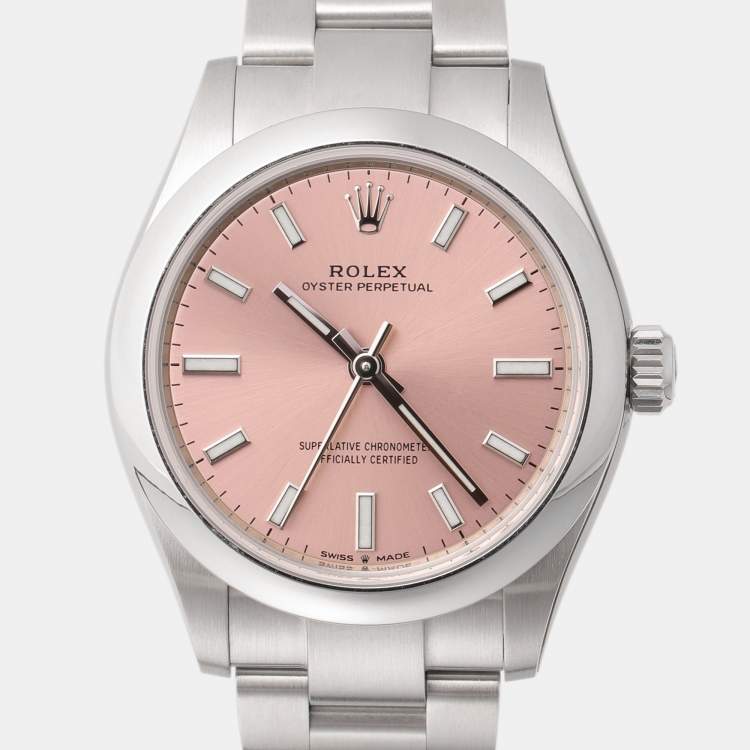 Pre Owned Rolex Pink Oystersteel Oyster Perpetual M277200-0004 Women's Wristwatch 31 mm