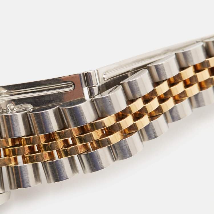 Pre Owned Rolex Champagne 18k Yellow Gold Stainless Steel Datejust 69173 Women's Wristwatch 26 mm