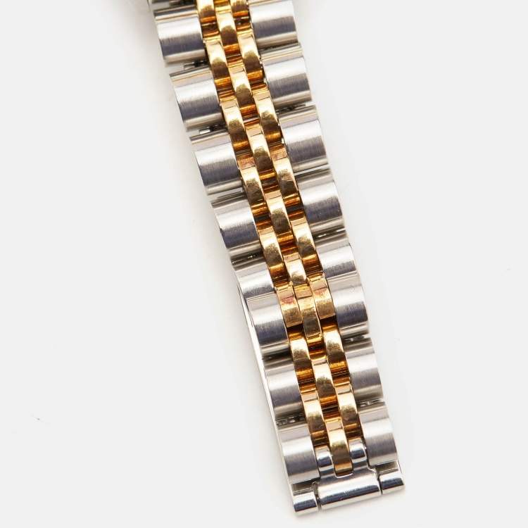 Pre Owned Rolex Champagne 18k Yellow Gold Stainless Steel Datejust 69173 Women's Wristwatch 26 mm