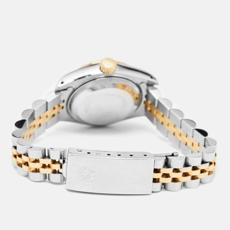Pre Owned Rolex Champagne 18k Yellow Gold Stainless Steel Datejust 69173 Women's Wristwatch 26 mm