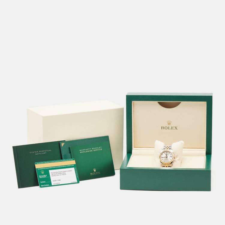 Pre Owned Rolex Silver DIamond 18K Yellow Gold Oystersteel Datejust M178273-0015 Women's Wristwatch 31 mm