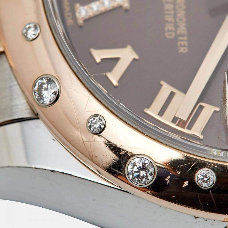 Pre Owned Rolex Chocolate Diamond 18K Everose Gold Oystersteel Datejust 278341RBR-003 Women's Wristwatch 31 mm