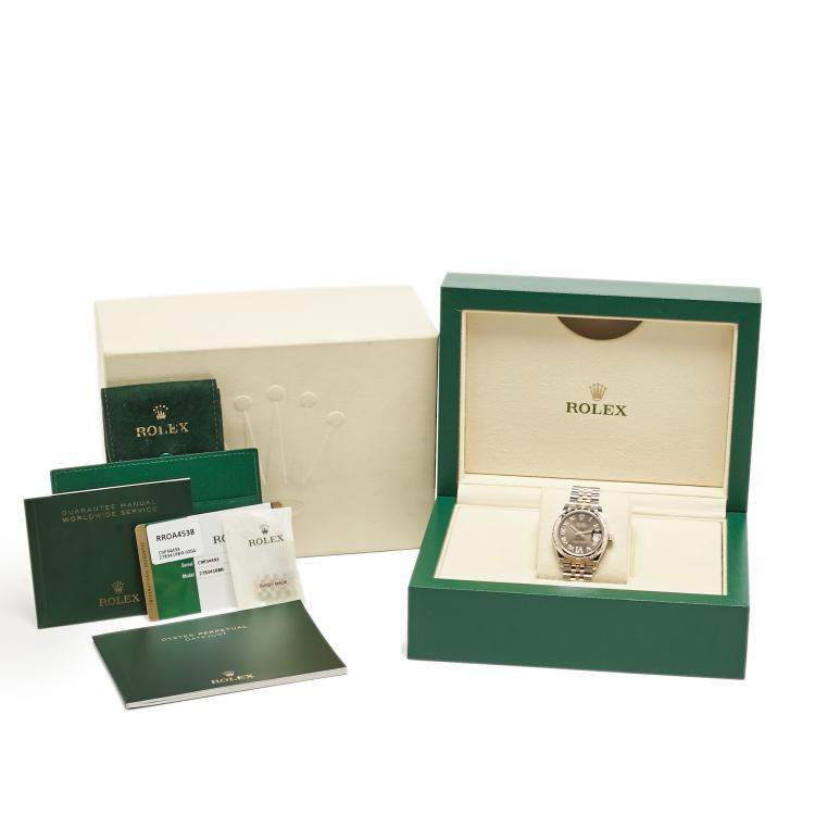 Pre Owned Rolex Chocolate Diamond 18K Everose Gold Oystersteel Datejust 278341RBR-003 Women's Wristwatch 31 mm