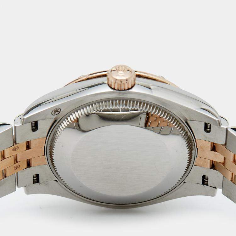 Pre Owned Rolex Chocolate Diamond 18K Everose Gold Oystersteel Datejust 278341RBR-003 Women's Wristwatch 31 mm