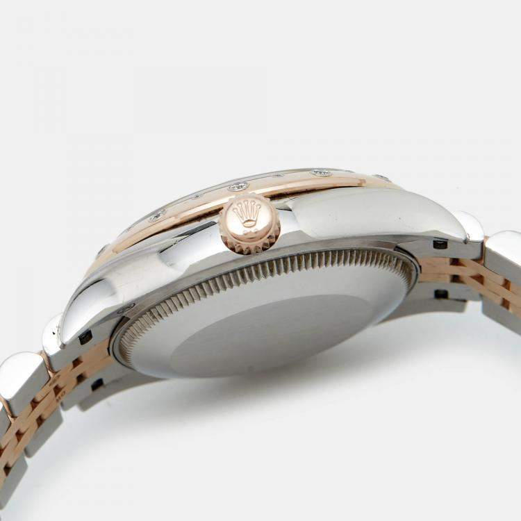 Pre Owned Rolex Chocolate Diamond 18K Everose Gold Oystersteel Datejust 278341RBR-003 Women's Wristwatch 31 mm