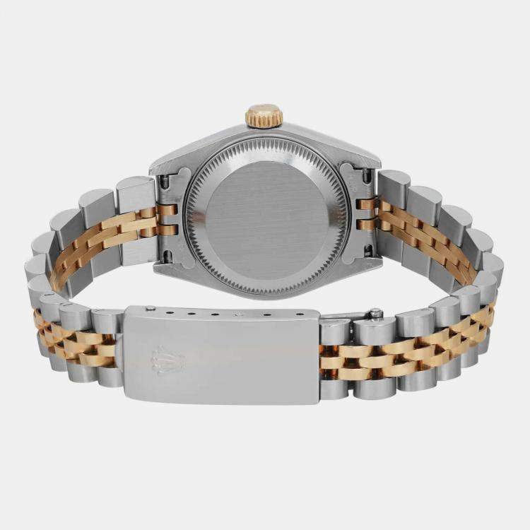 Pre Owned Rolex Champagne 18K Yellow Gold Stainless Steel Datejust 69173 Automatic Women's Wristwatch 26 mm