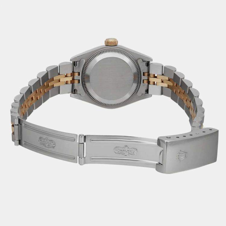 Pre Owned Rolex Champagne 18K Yellow Gold Stainless Steel Datejust 69173 Automatic Women's Wristwatch 26 mm