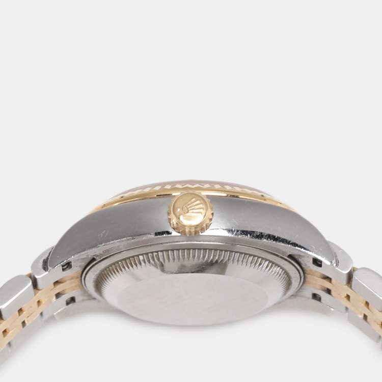 Pre Owned Rolex Silver 18k Yellow Gold Oyster Perpetual Datejust M279173-0005 Women's Wristwatch 28 mm