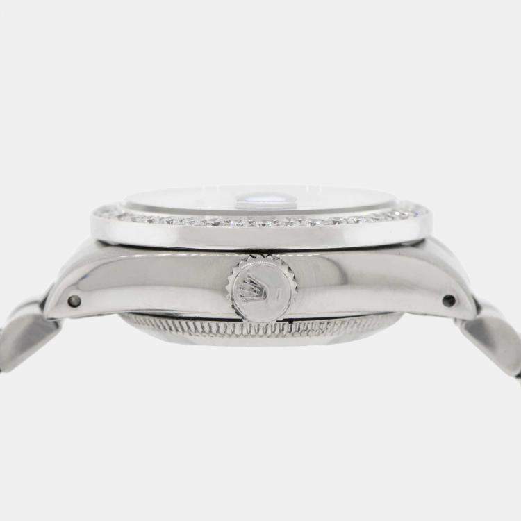 Pre Owned Rolex Custom Orchid Pink Diamond Stainless Steel Datejust  Automatic Women's Wristwatch 26MM