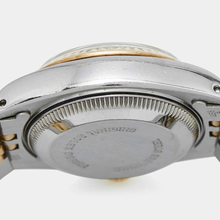 Pre Owned Rolex Champagne 18K Yellow Gold And Stainless Steel Datejust 69173 Women's Wristwatch 26 mm