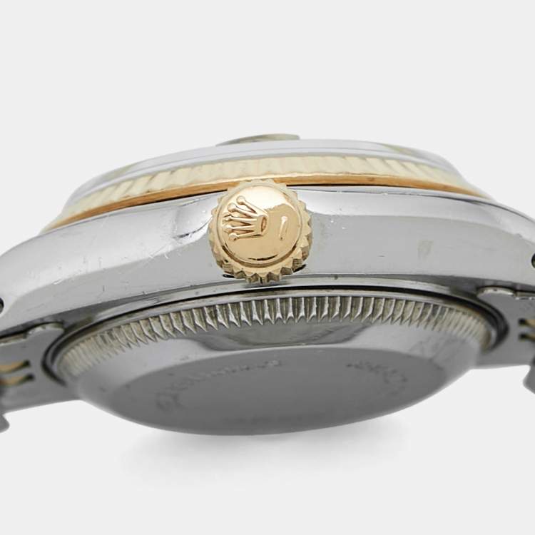 Pre Owned Rolex Champagne 18K Yellow Gold And Stainless Steel Datejust 69173 Women's Wristwatch 26 mm