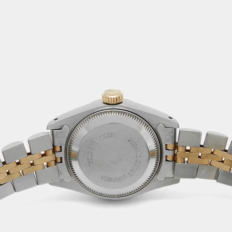 Pre Owned Rolex Champagne 18K Yellow Gold And Stainless Steel Datejust 69173 Women's Wristwatch 26 mm
