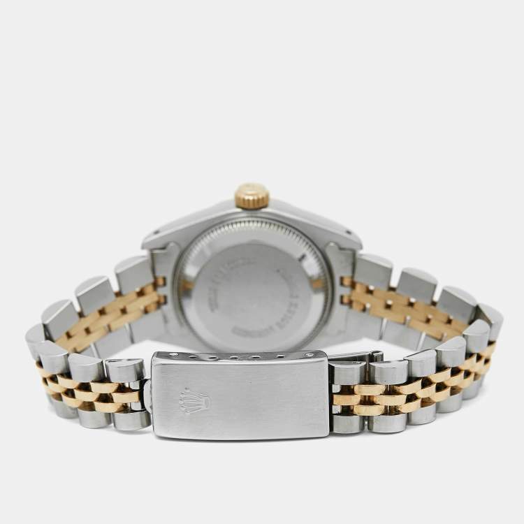 Pre Owned Rolex Champagne 18K Yellow Gold And Stainless Steel Datejust 69173 Women's Wristwatch 26 mm