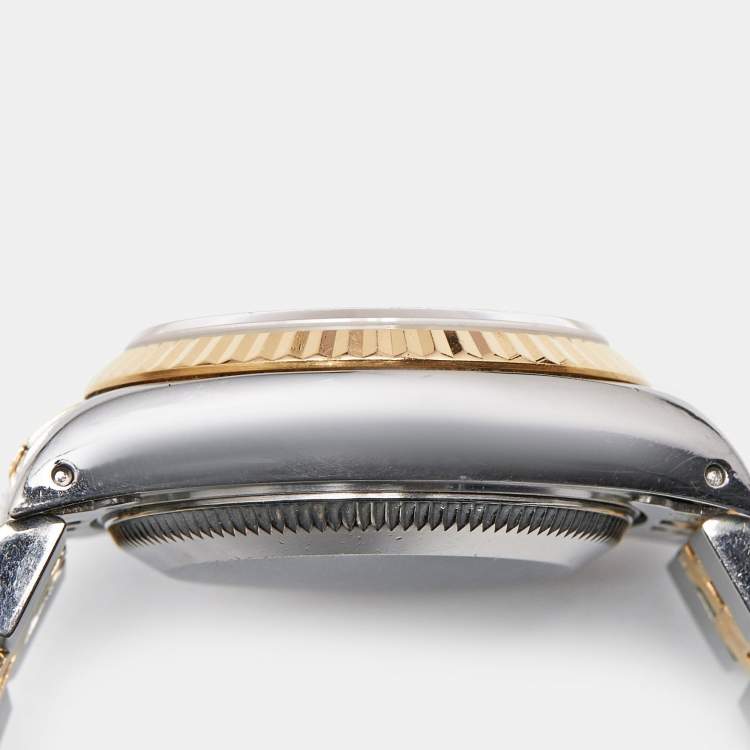 Pre Owned Rolex Champagne Diamond 18k Yellow Gold Stainless Steel Datejust 69173 Women's Wristwatch 26 mm