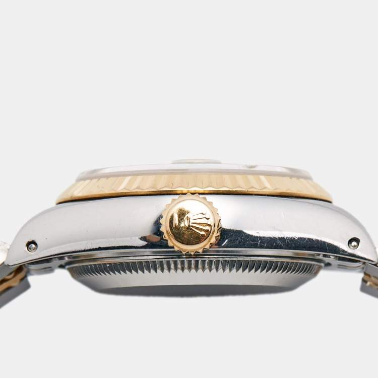 Pre Owned Rolex Champagne Diamond 18k Yellow Gold Stainless Steel Datejust 69173 Women's Wristwatch 26 mm
