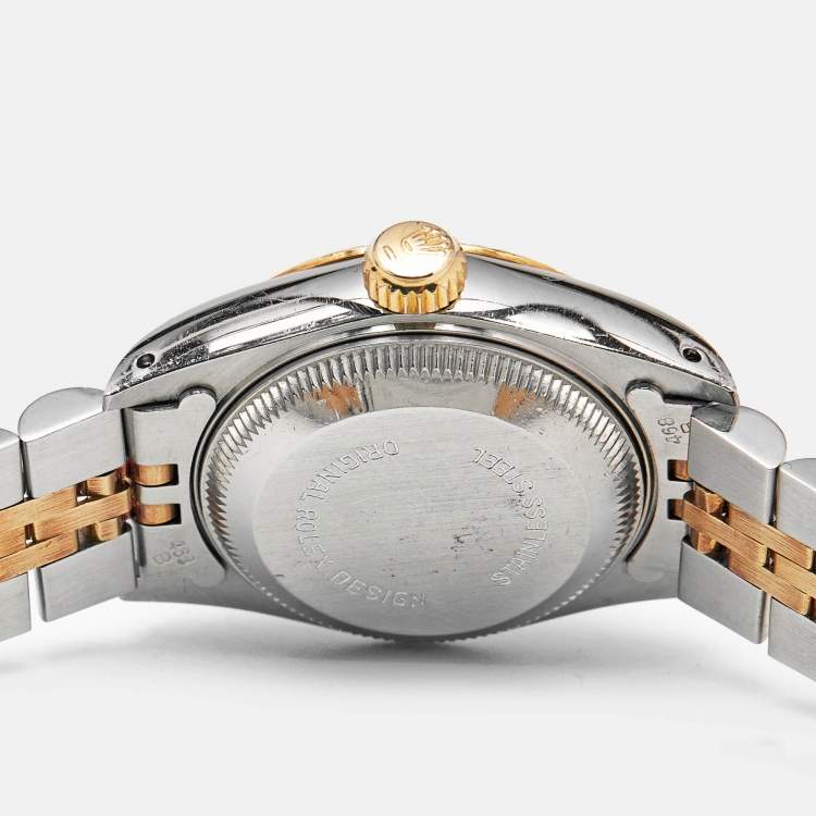 Pre Owned Rolex Champagne Jubilee Diamond 18K Yellow Gold Stainless Steel Datejust 69173 Women's Wristwatch 26 mm