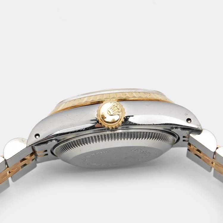 Pre Owned Rolex Champagne Jubilee Diamond 18K Yellow Gold Stainless Steel Datejust 69173 Women's Wristwatch 26 mm
