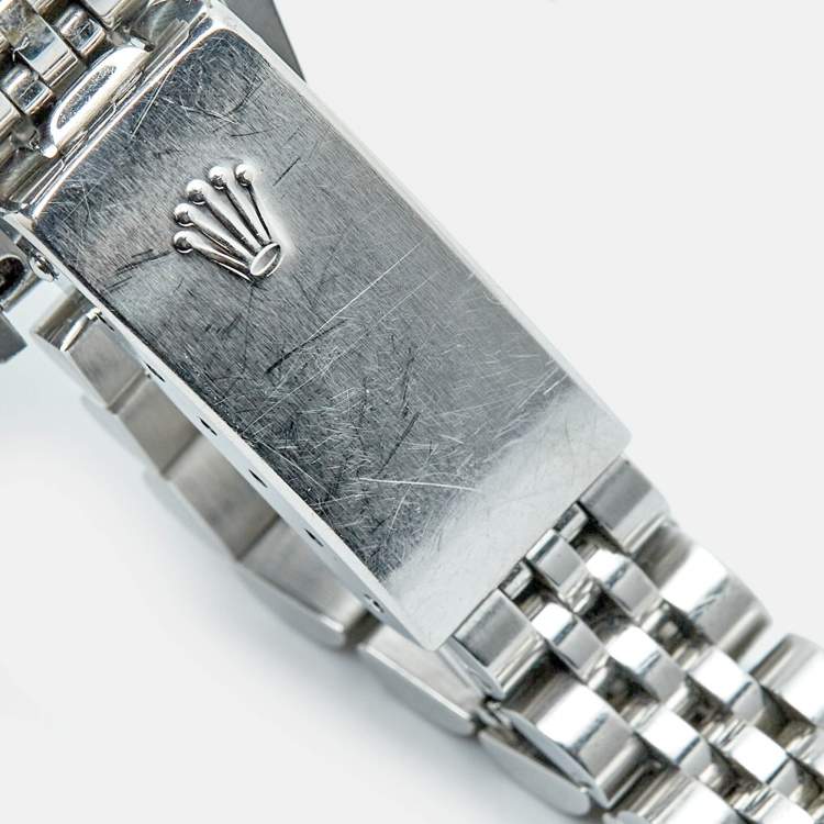 Pre Owned Rolex Silver Dial 18K White Gold Stainless Steel Oyster Perpetual Date 79160 Women's Wristwatch 26 mm