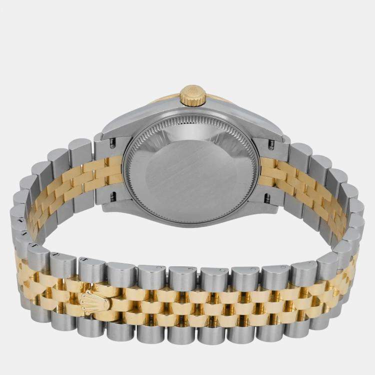 Pre Owned Rolex Grey Diamond 18k Yellow Gold Stainless Steel Datejust 278273 Automatic Women's Wristwatch 31 mm