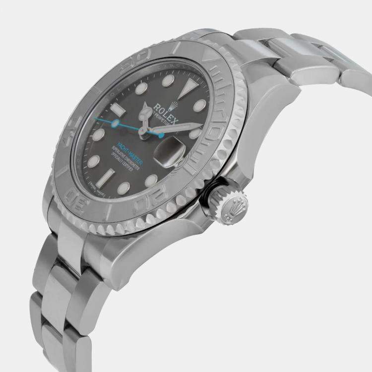 Pre Owned Rolex Rhodium Stainless Steel Yacht-Master 268622 Automatic Men's Wristwatch 37 mm